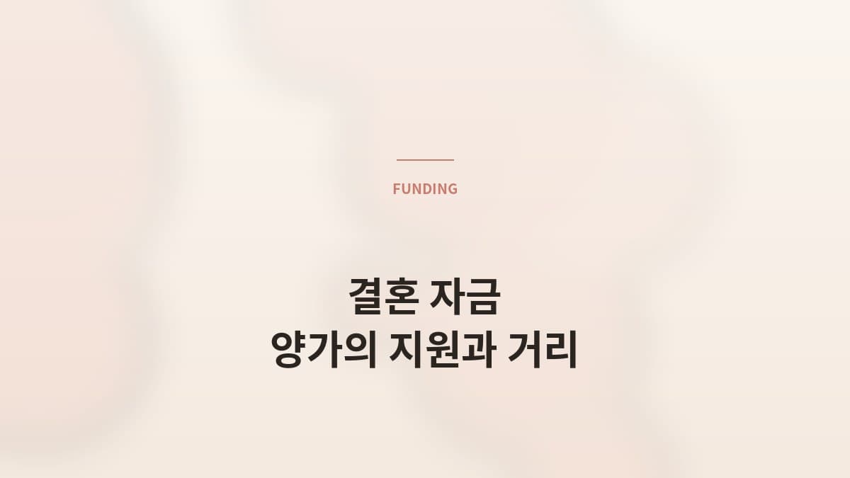 결혼 자금 합의 — 양가의 *지원과 거리*